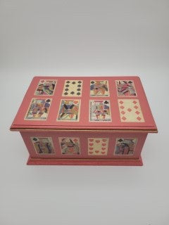 Decoupage chest with playing card design