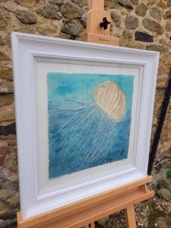 Jellyfish - original hand beaded painting