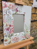 Mirror with wide decoupage surround with pale pink roses