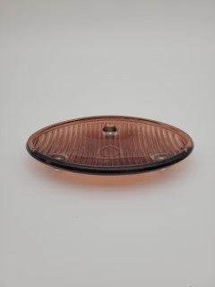 Soap dish - ribbed amber glass