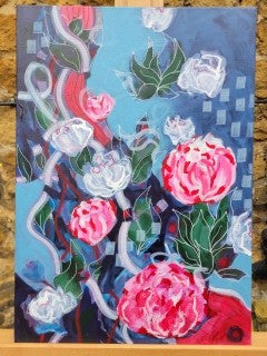 Original mixed media - 'Bouquet Blue Surround'