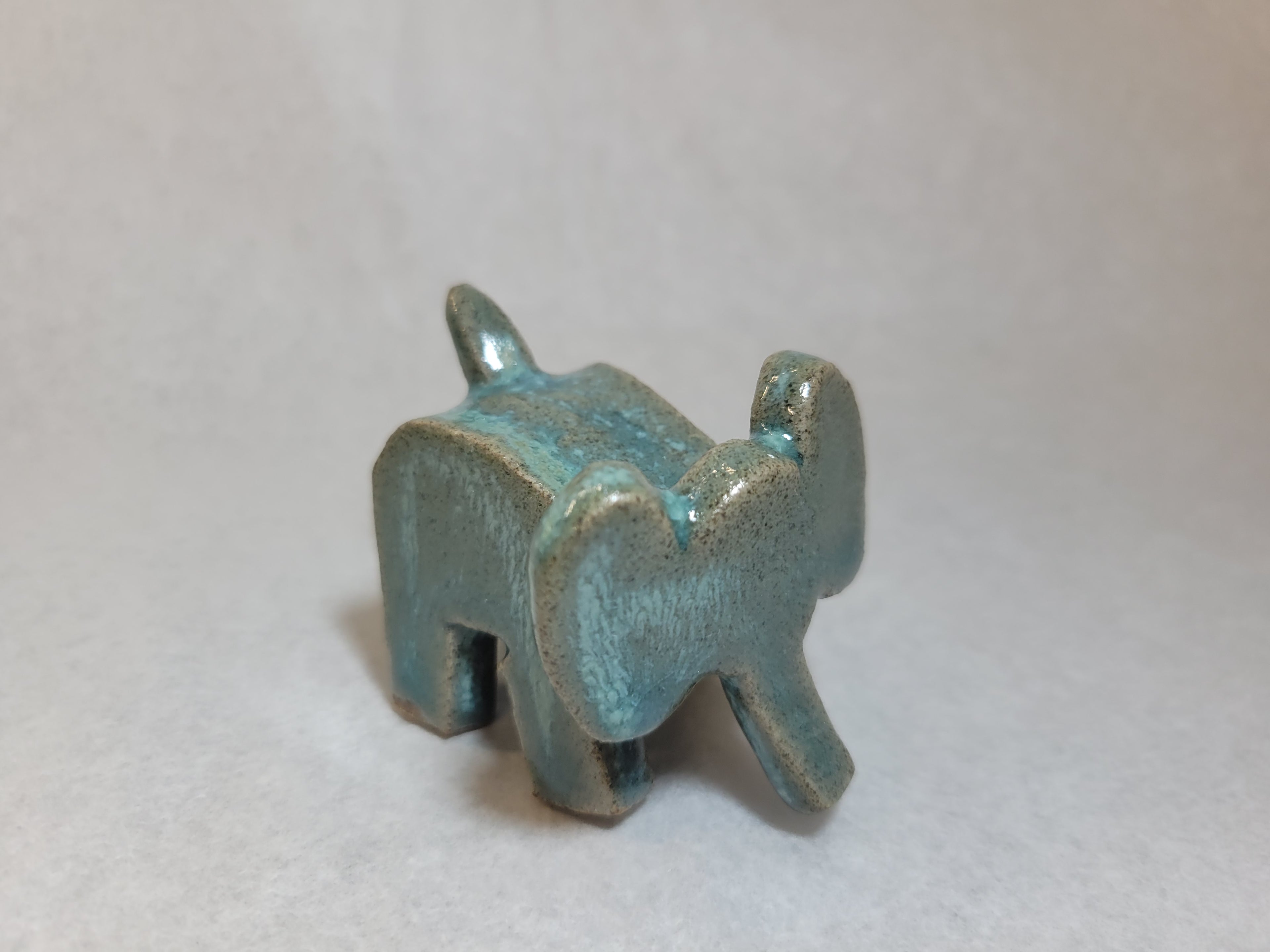 Ceramic Elephant - Light blue glaze