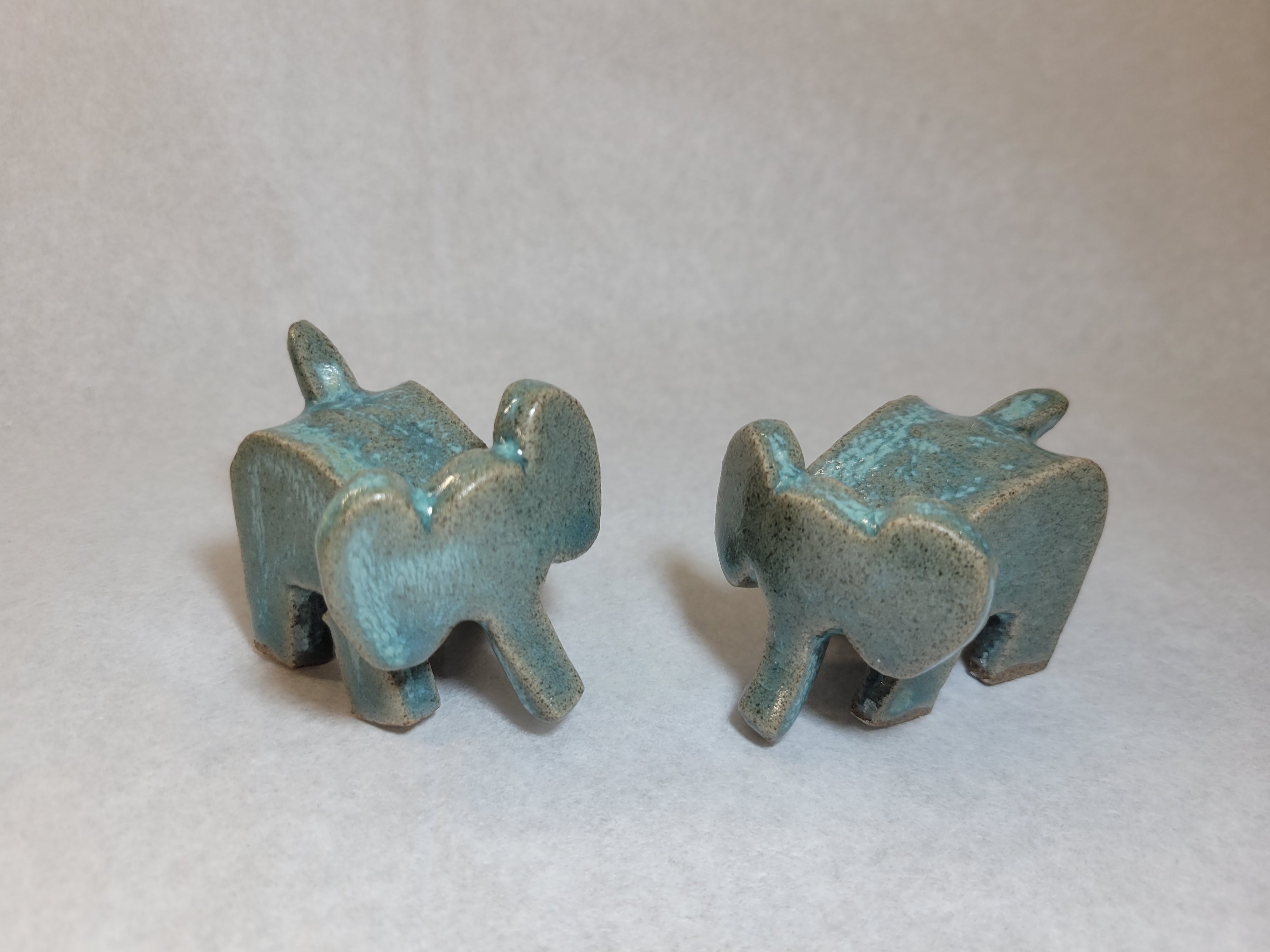 Ceramic Elephant - Light blue glaze