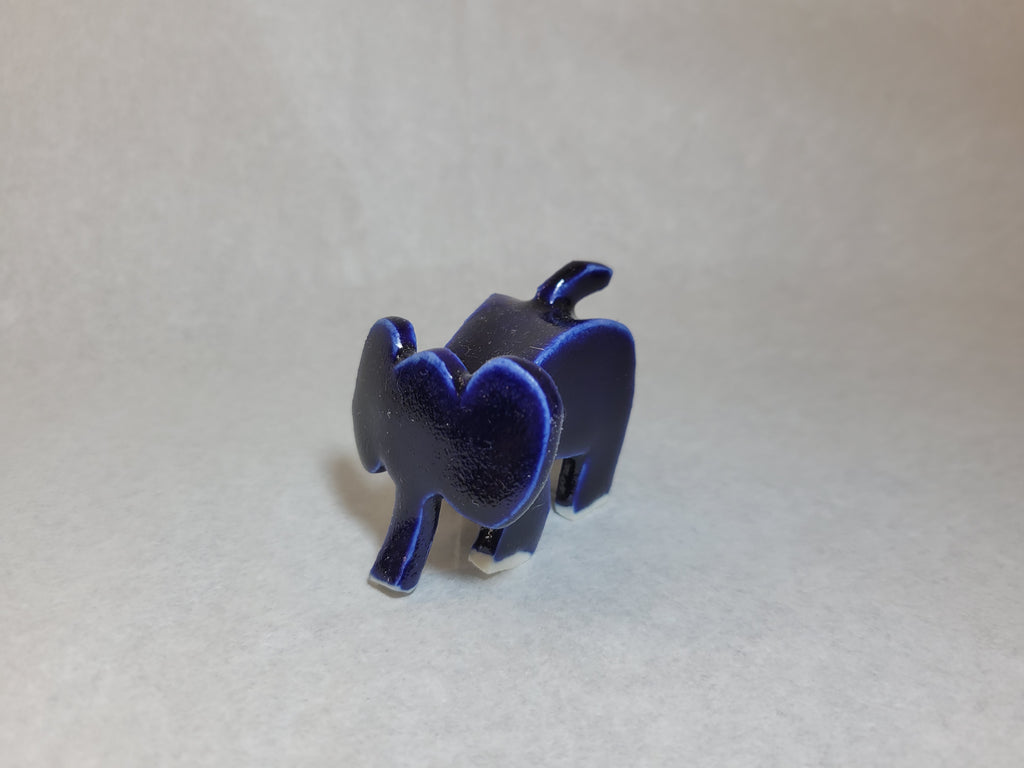 Ceramic Elephant - Deep blue glaze
