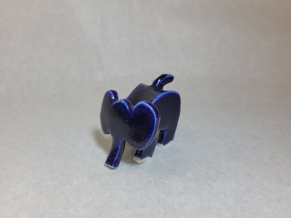 Ceramic Elephant - Deep blue glaze