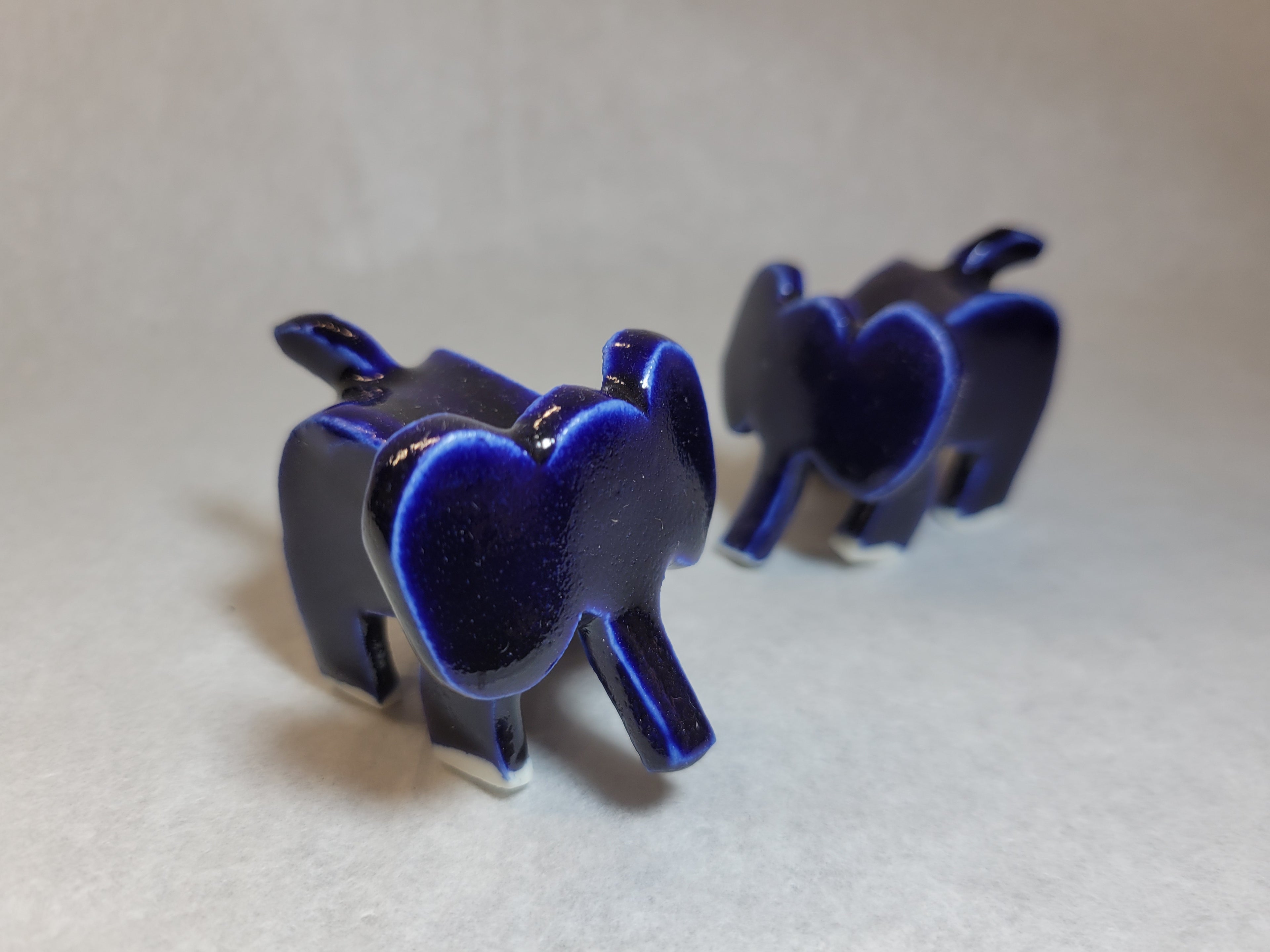 Ceramic Elephant - Deep blue glaze