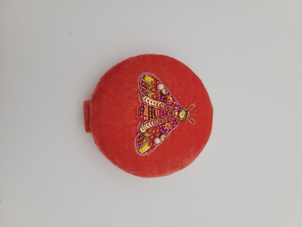 Hand beaded compact mirror