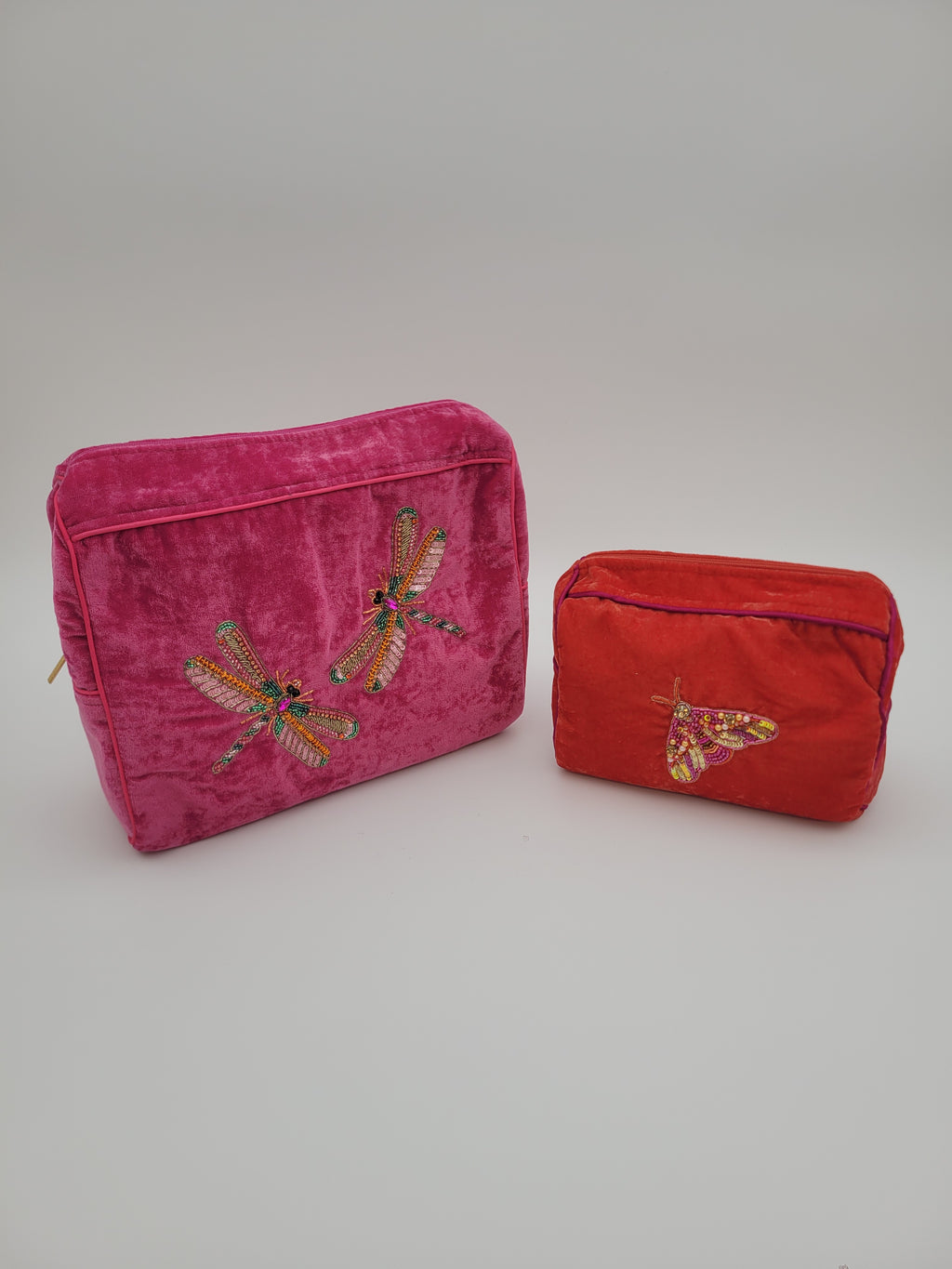 Hand beaded velvet wash bags