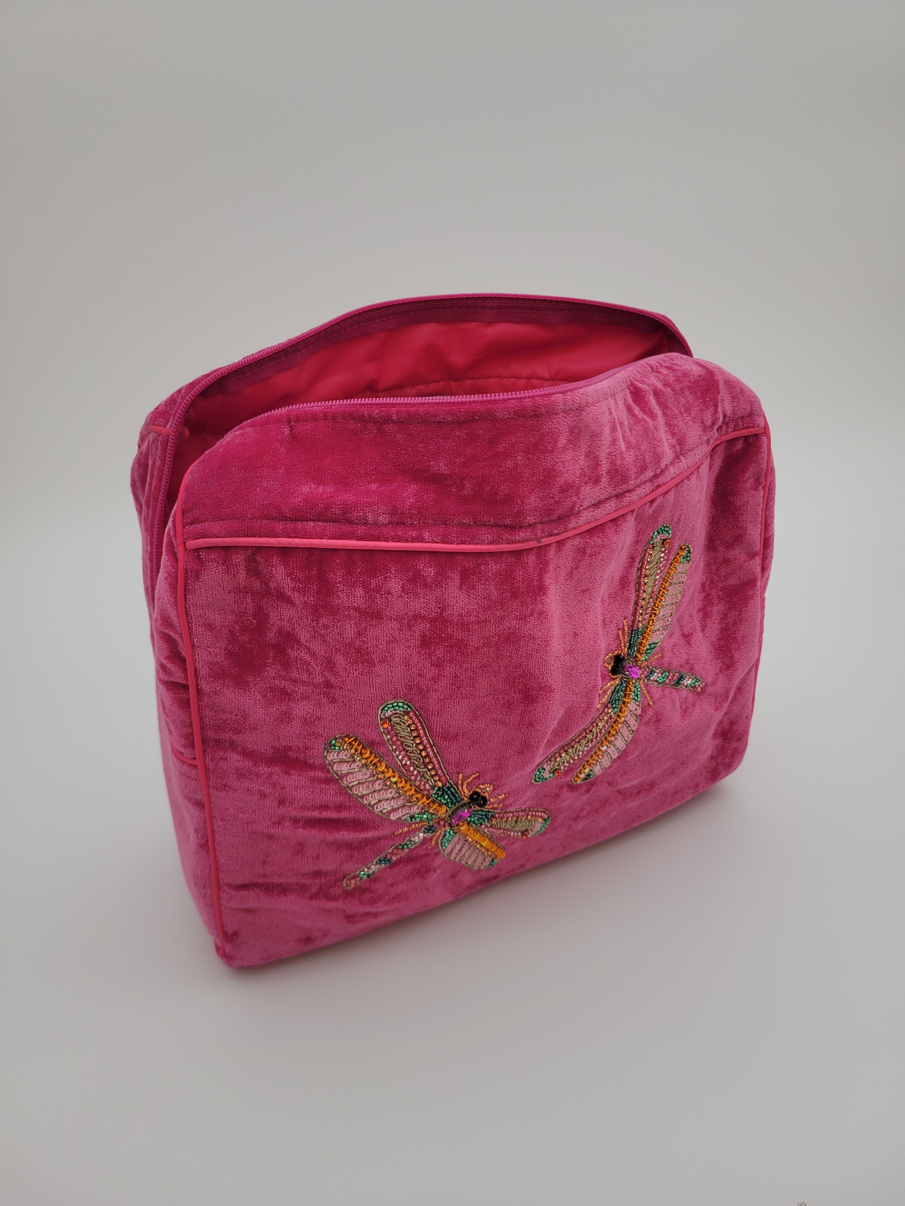 Hand beaded velvet wash bags