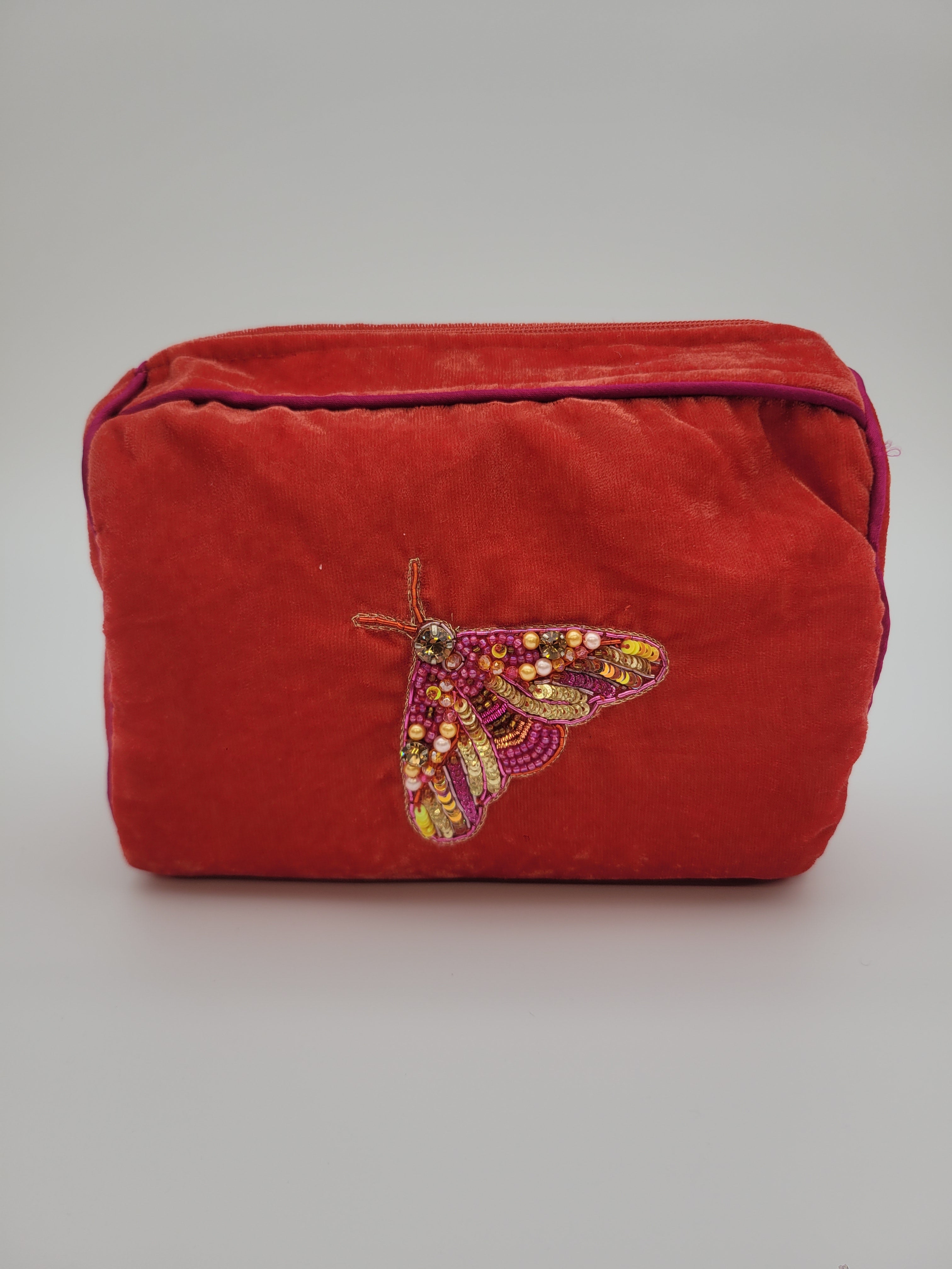 Hand beaded velvet wash bags