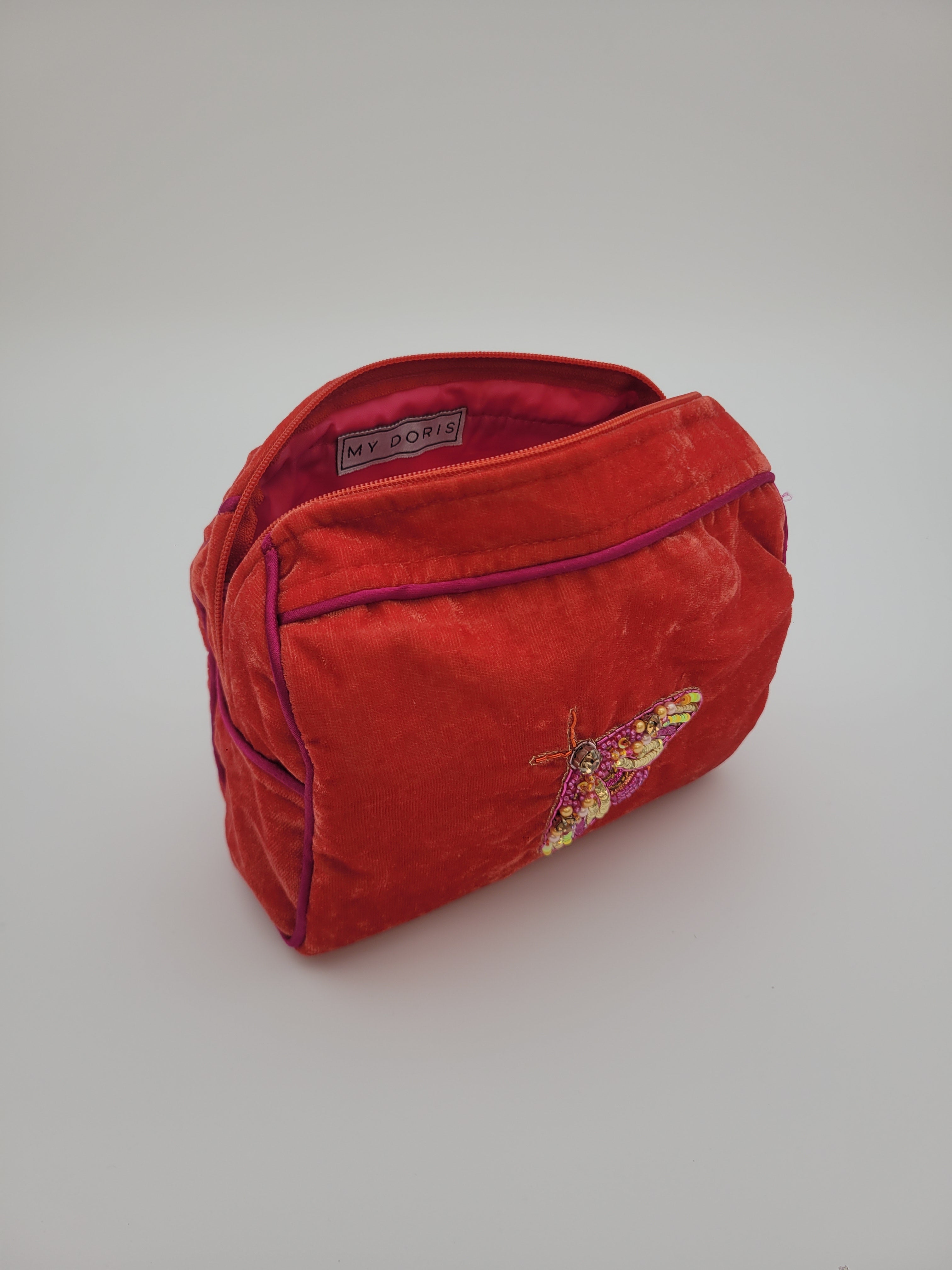 Hand beaded velvet wash bags