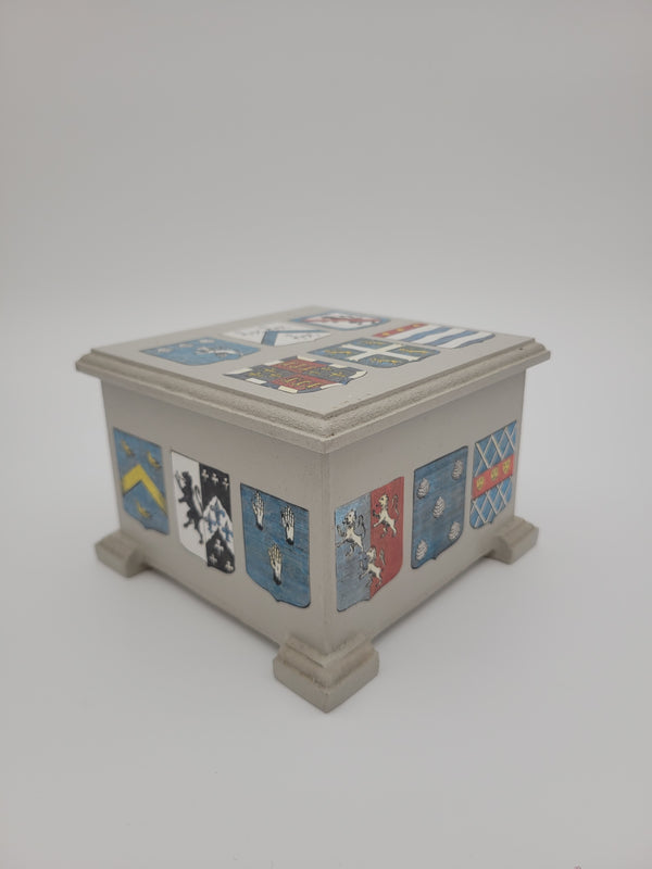 Decoupage box decorated with crests