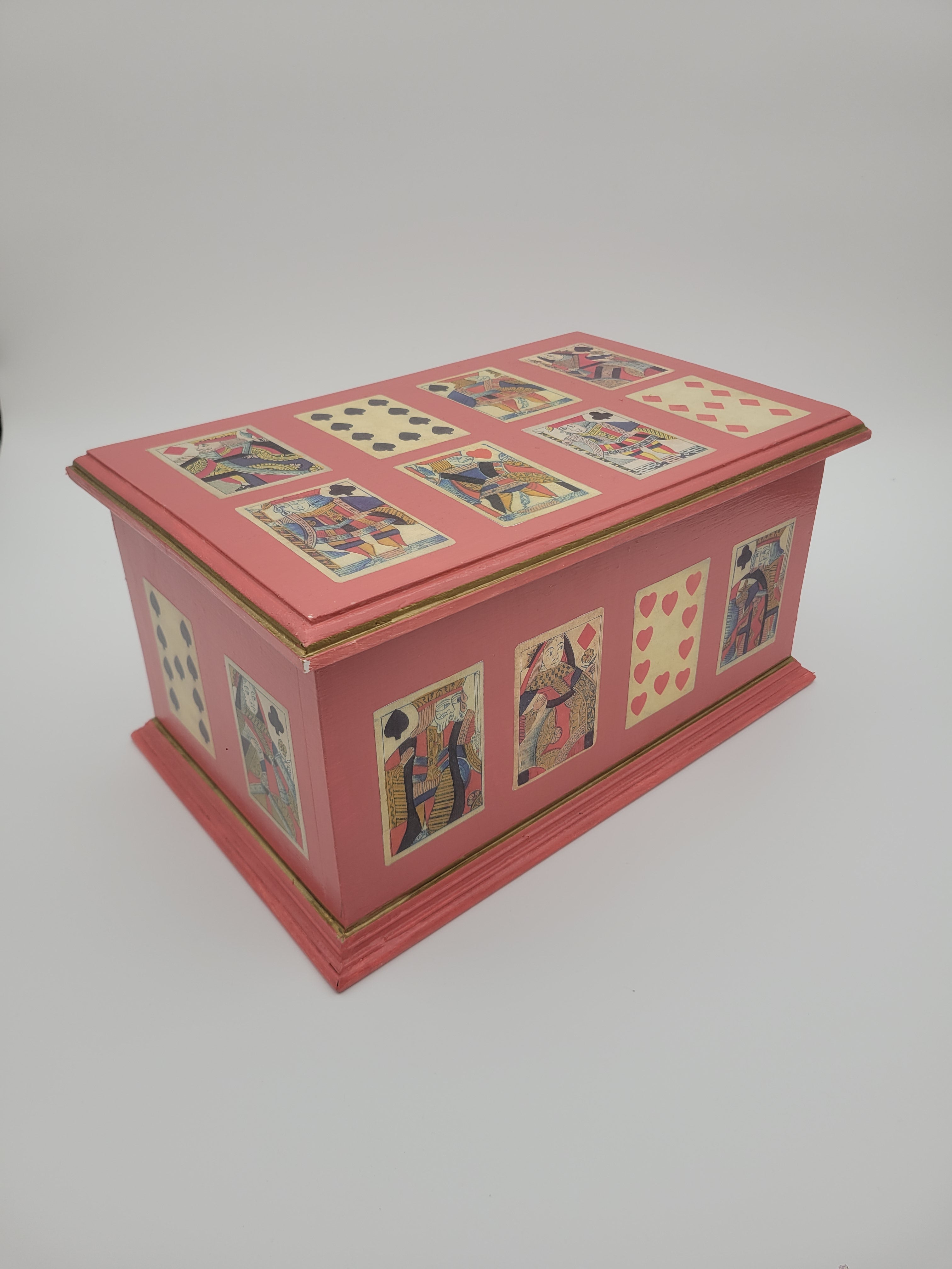 Decoupage chest with playing card design