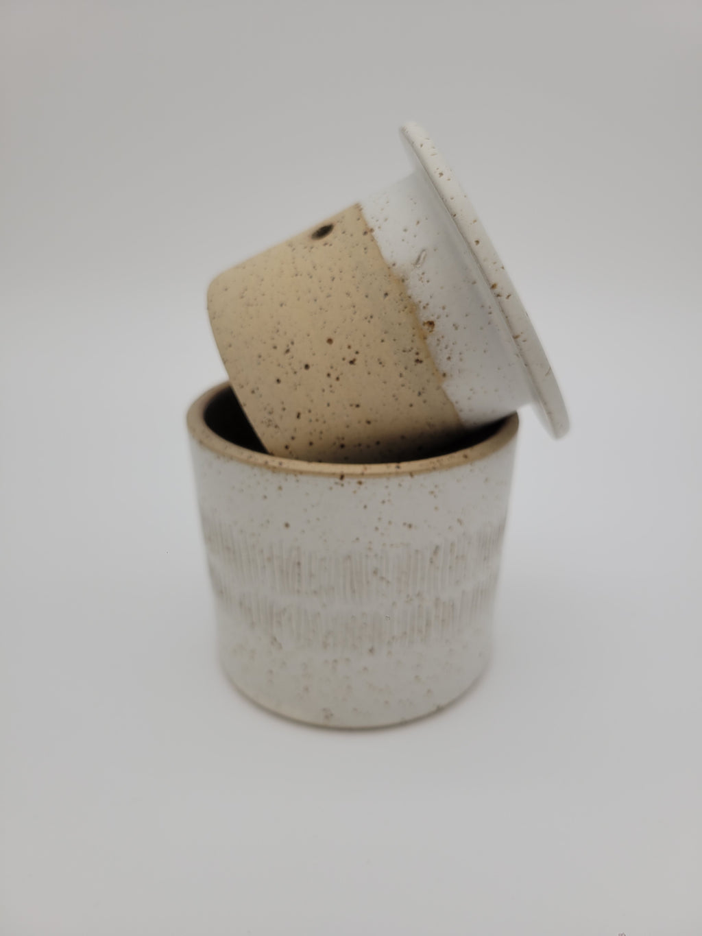 Ceramic butter crock, white