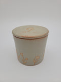 Butter crock, beige glaze with floral details at base