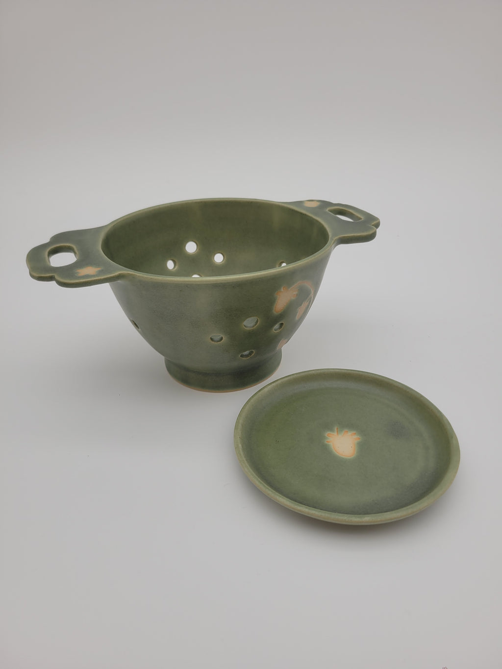 Berry bowl with saucer - green