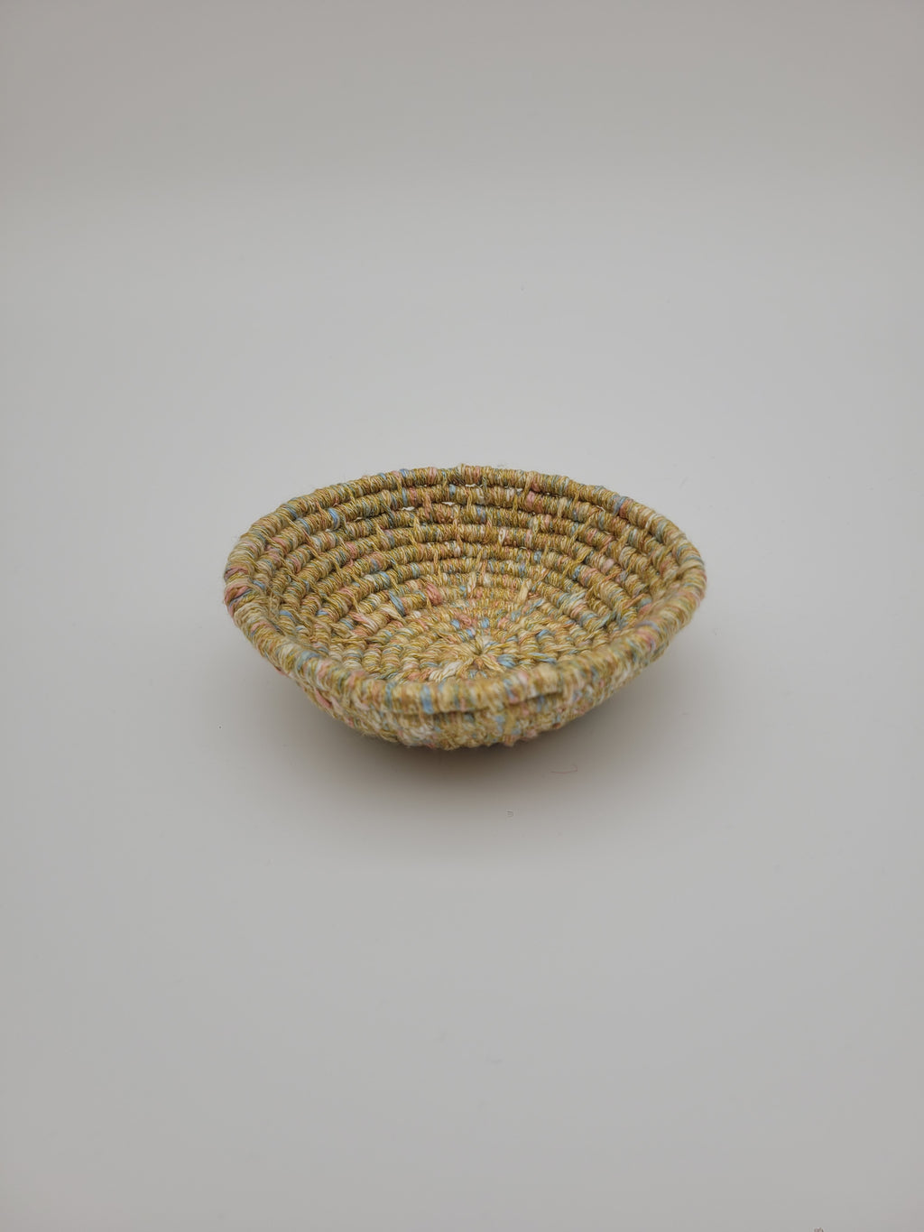 Handmade coiled yarn bowl - pastel