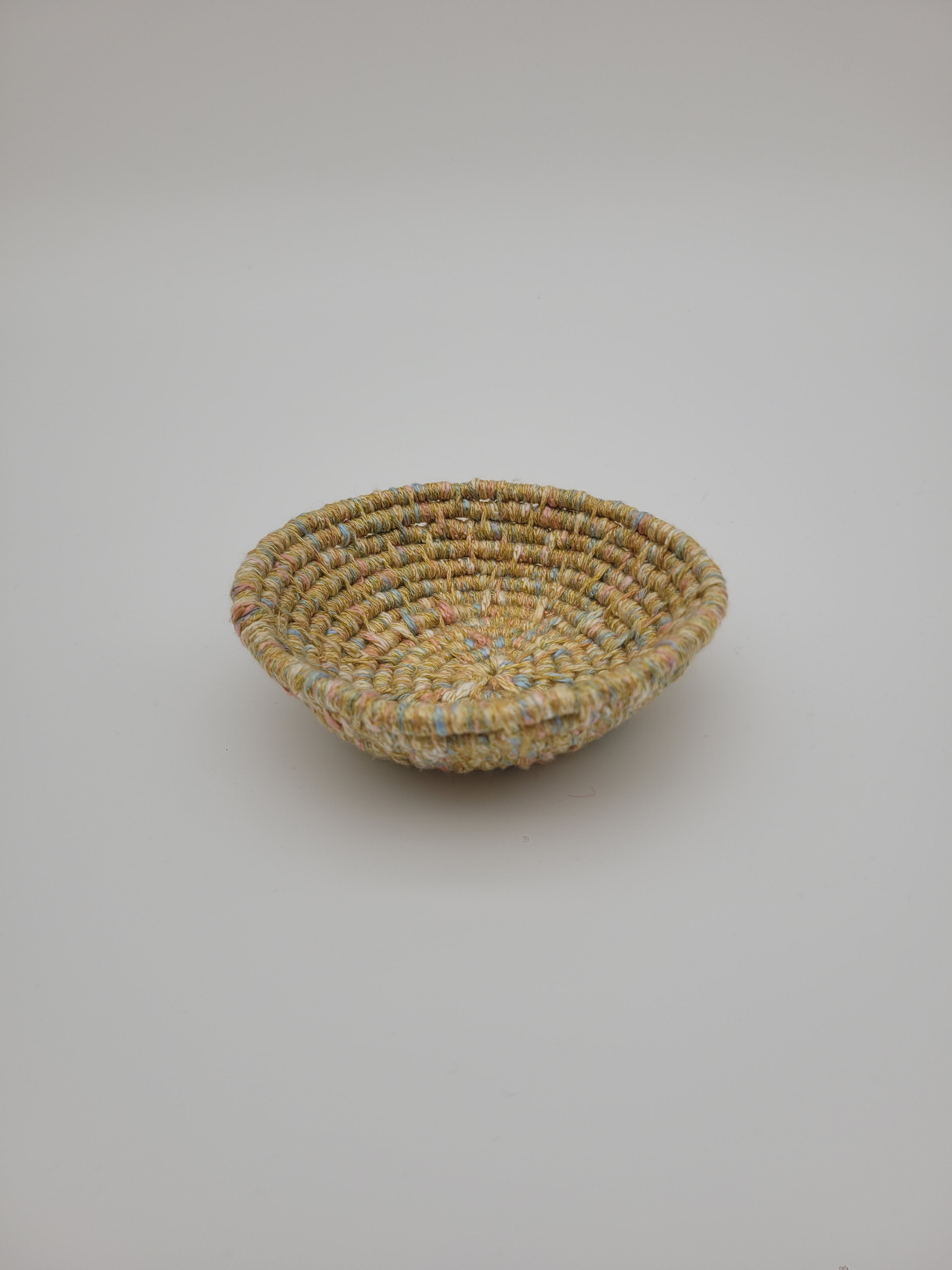 Handmade coiled yarn bowl - pastel