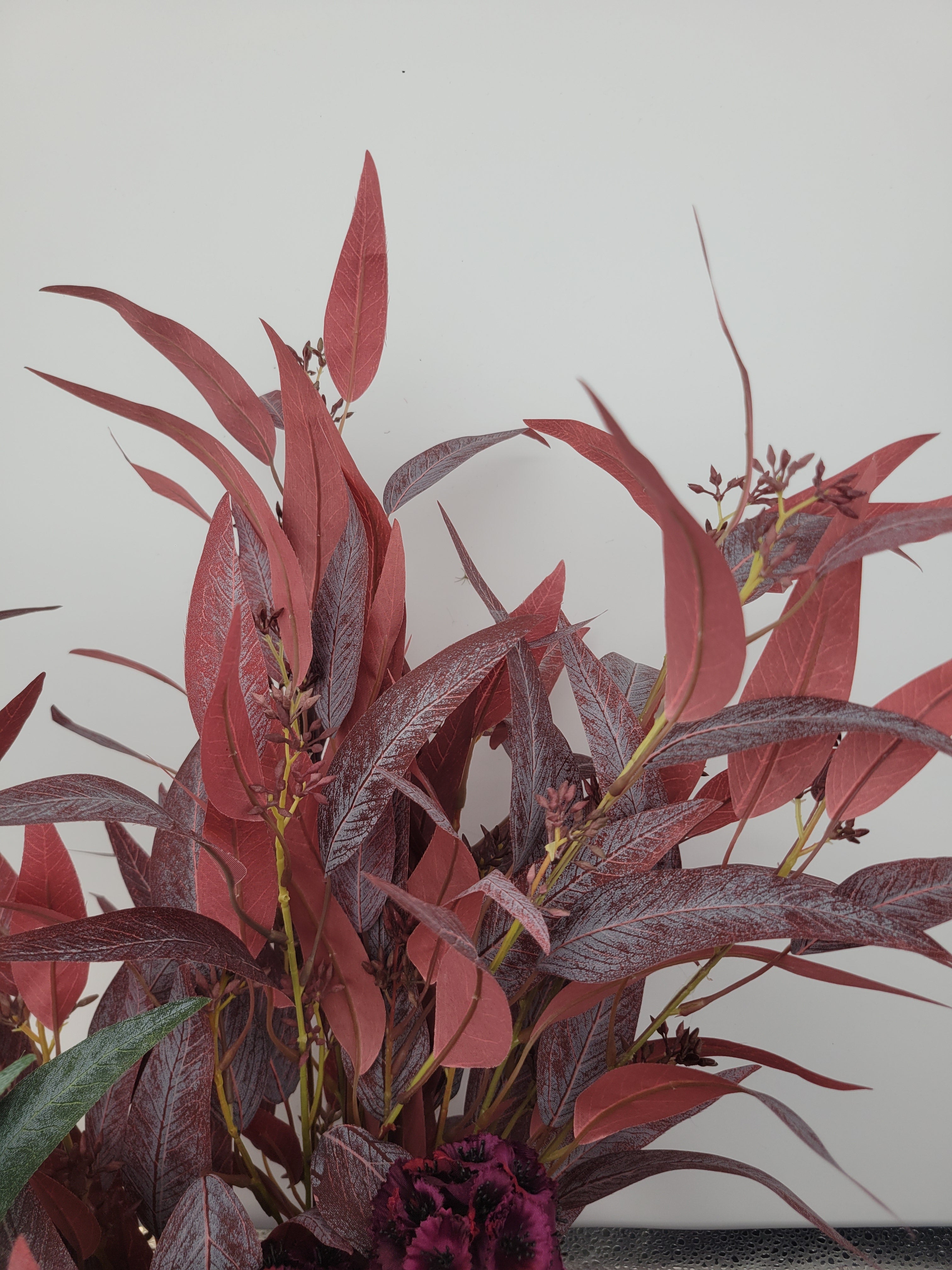 Red eucalyptus faux foliage