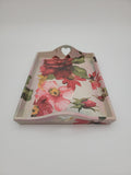 Decoupage tray with red floral design