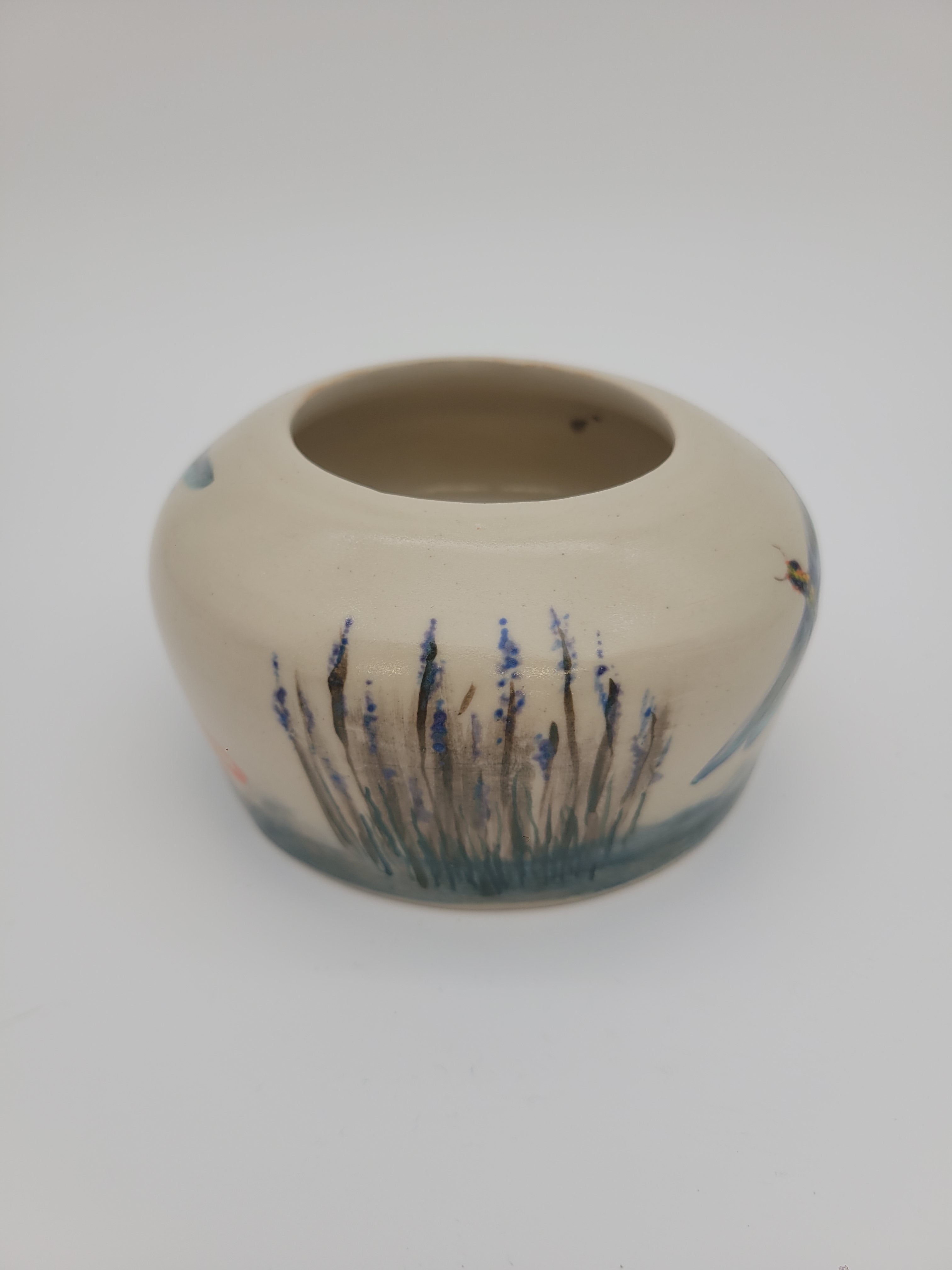 Bowl with hand painted dragonfly design
