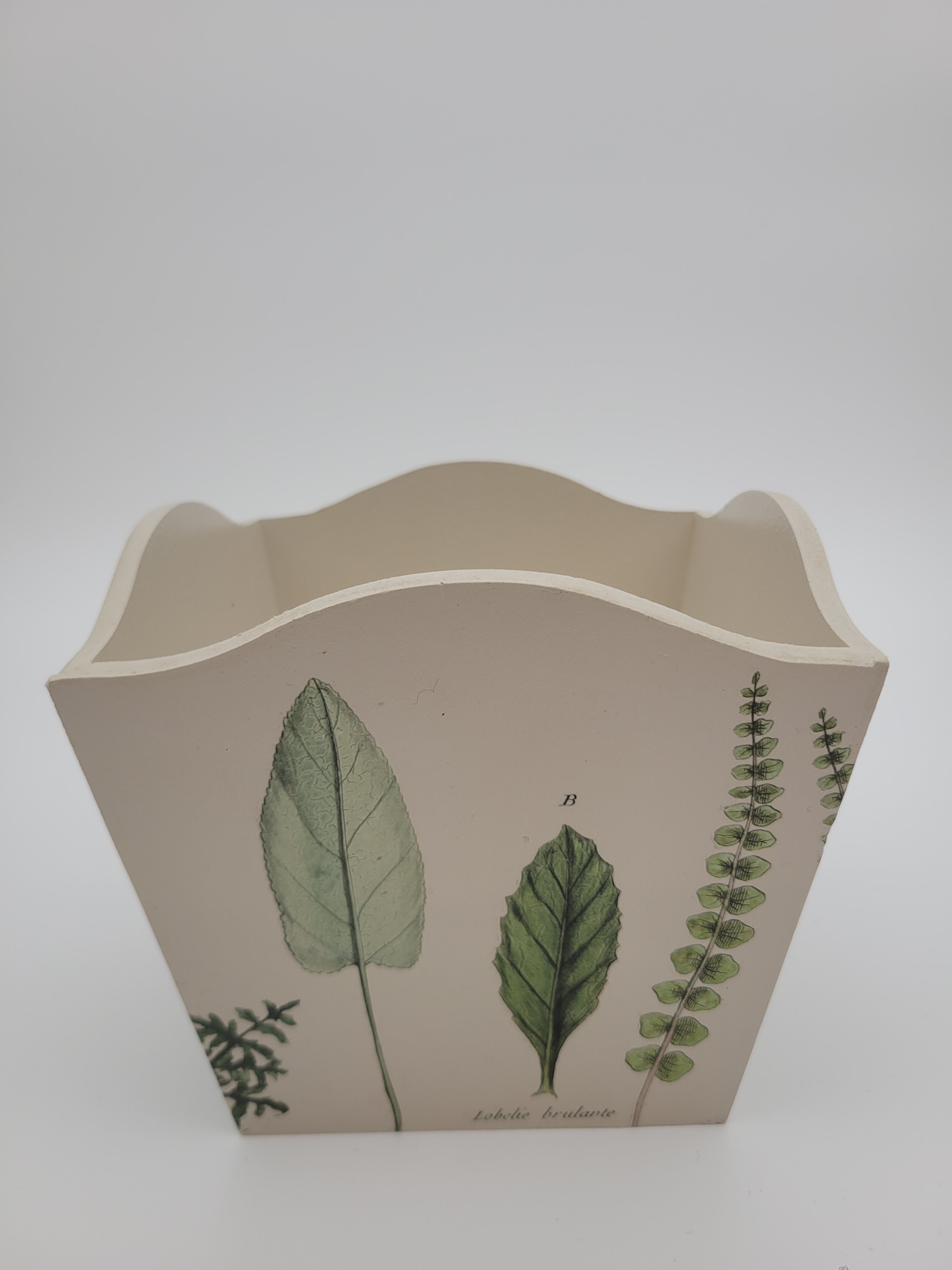 Cache pot with fern decoupage