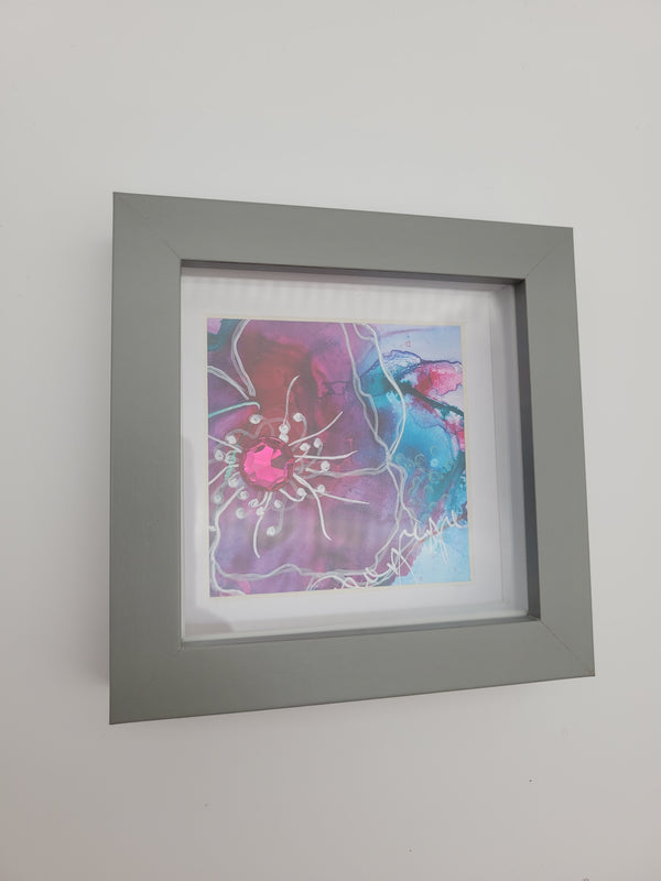 Original mixed media with inks on Yupo - pink 1