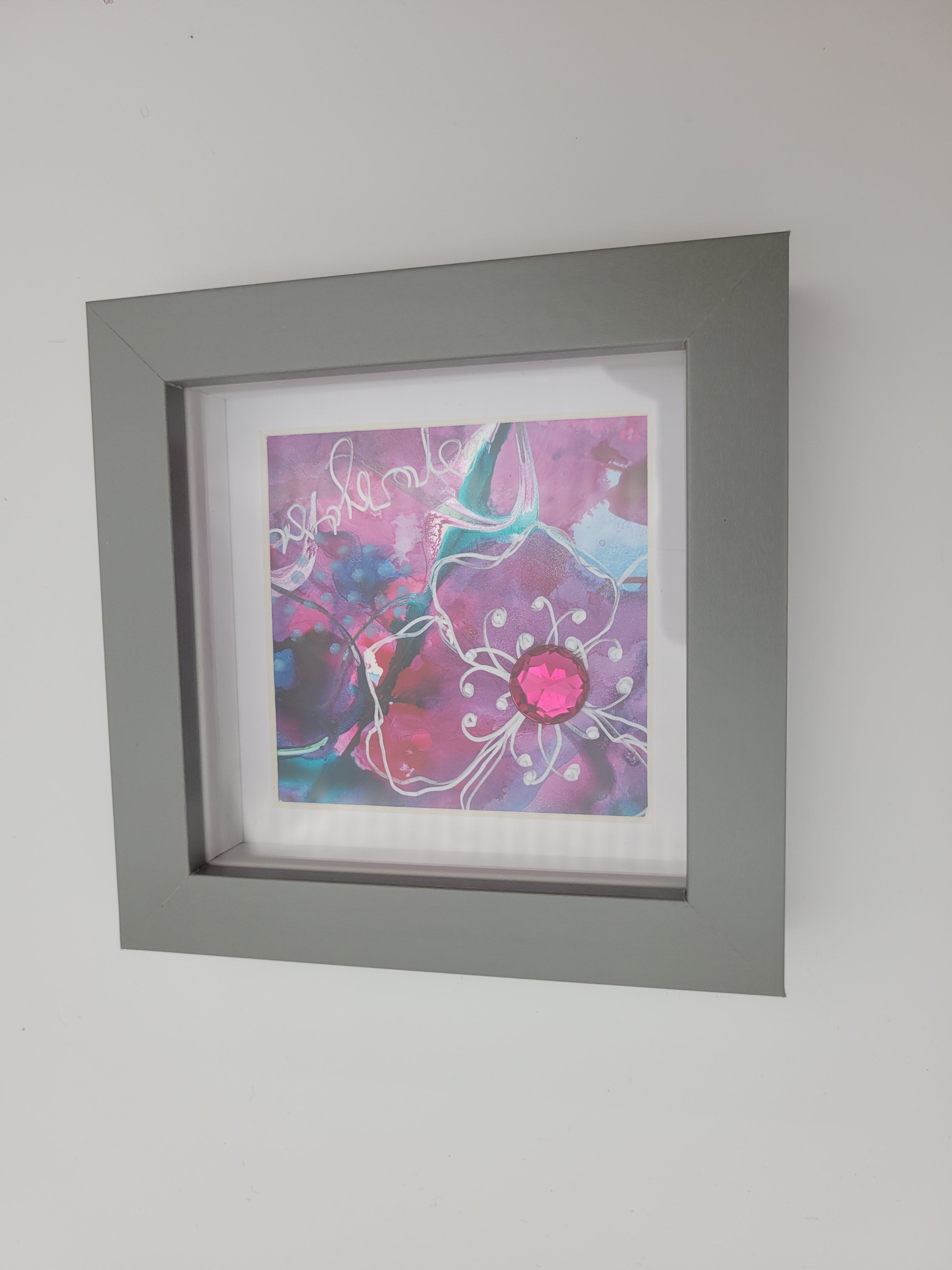 Original mixed media with inks on Yupo - pink 3