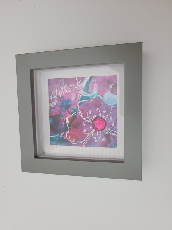 Original mixed media with inks on Yupo - pink 3