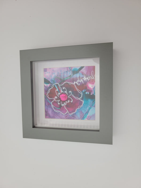 Original mixed media with inks on Yupo - pink 4