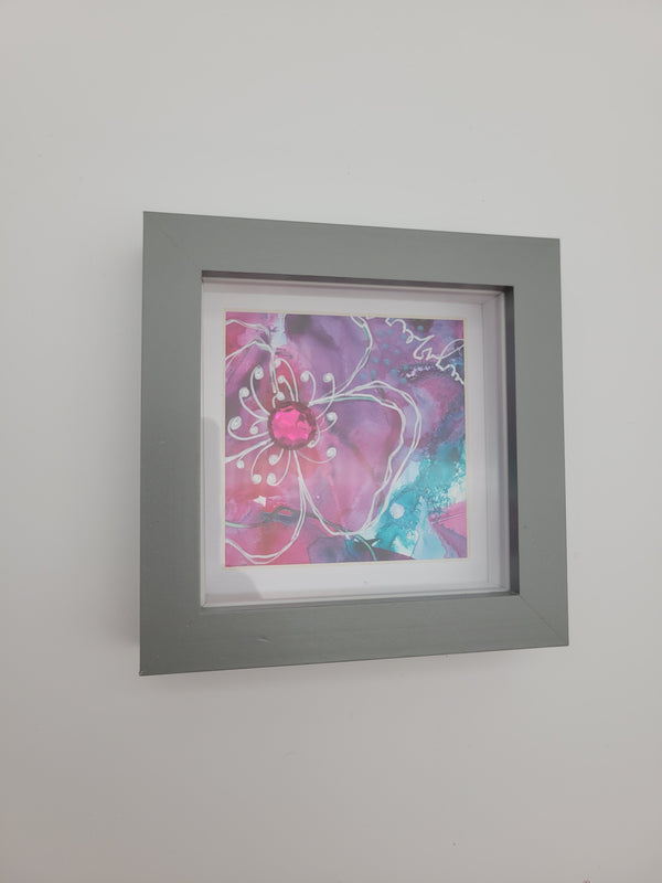 Original mixed media with inks on Yupo - pink 5