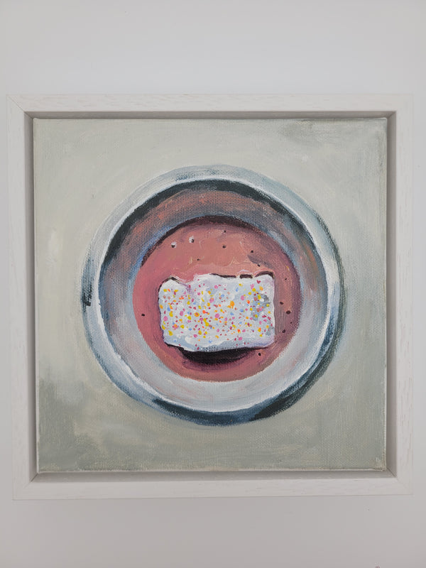 Original acrylic painting - Sponge and Pink Custard