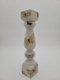 Decoupage Candlestick - butterflies on white background