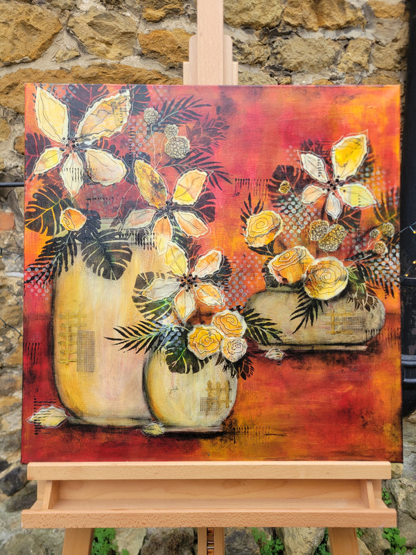 Original mixed media - 'Marmalade Trio'