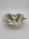 Terracotta bowl with variegated green glaze