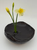 Ikebana vase in black vulcan clay