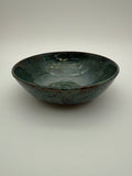 Bowl with blue/green graduated glaze.
