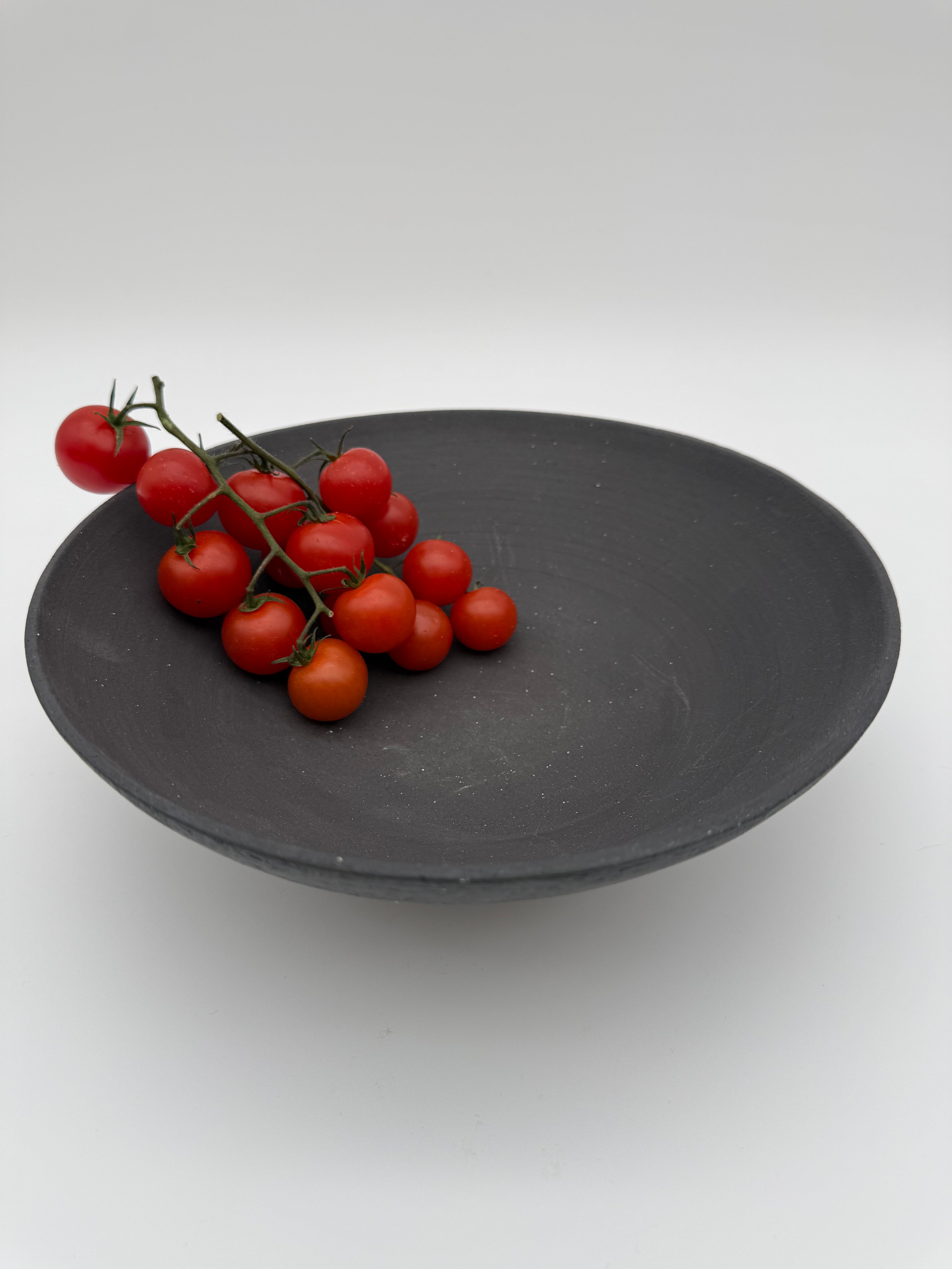 Bowl with angled profile in dark grey