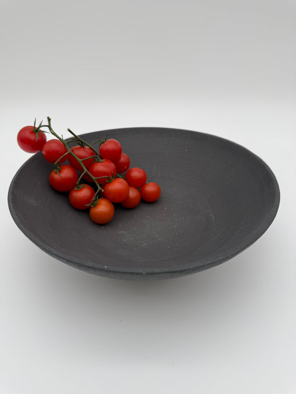 Bowl with angled profile in dark grey
