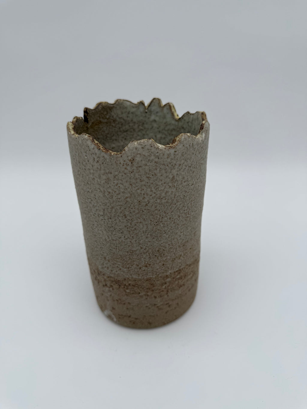 Vase, cylindrical design with hand finished lip