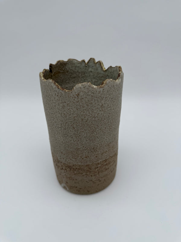 Vase, cylindrical design with hand finished lip