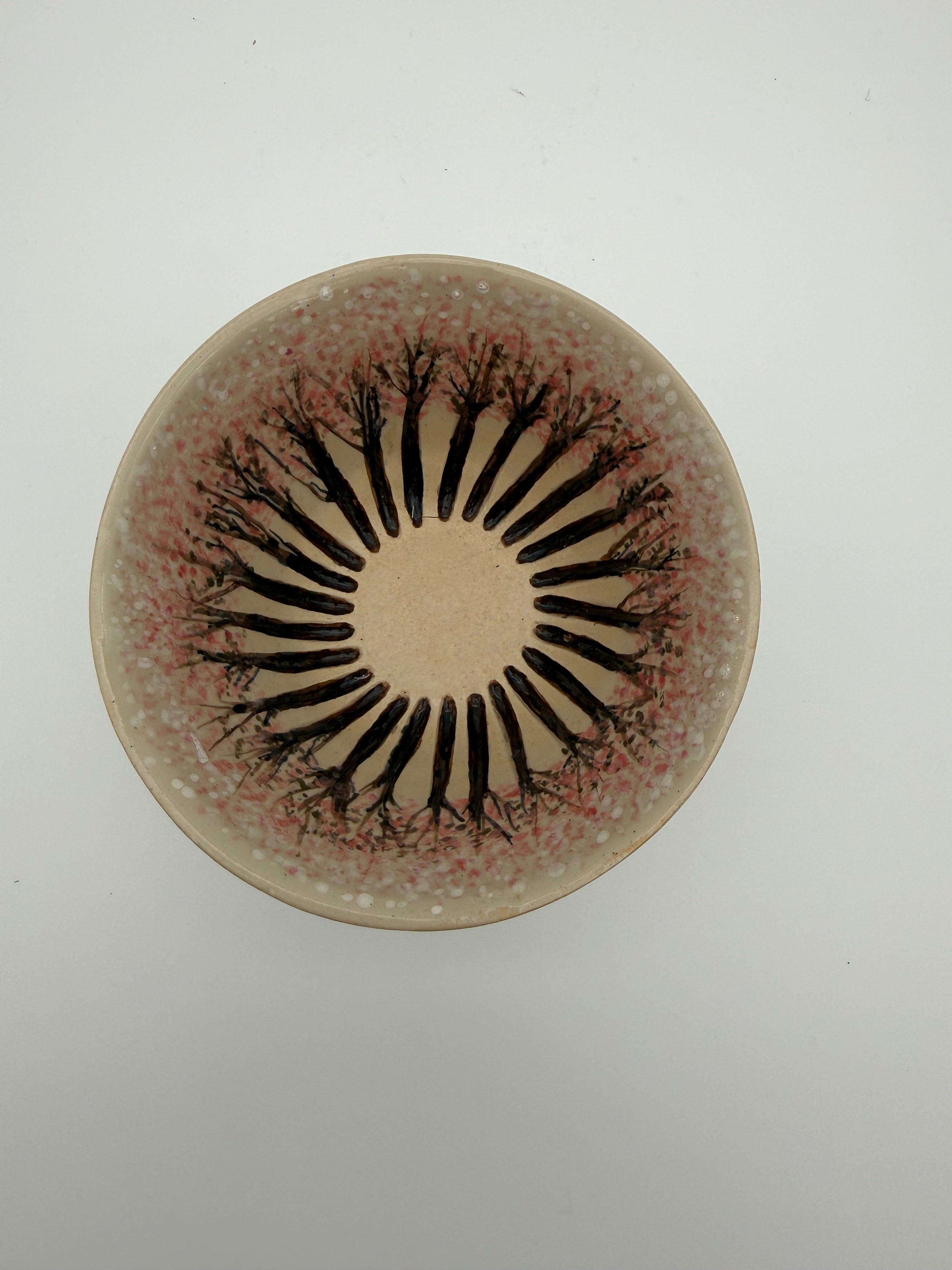 Bowl with hand painted cherry blossom design