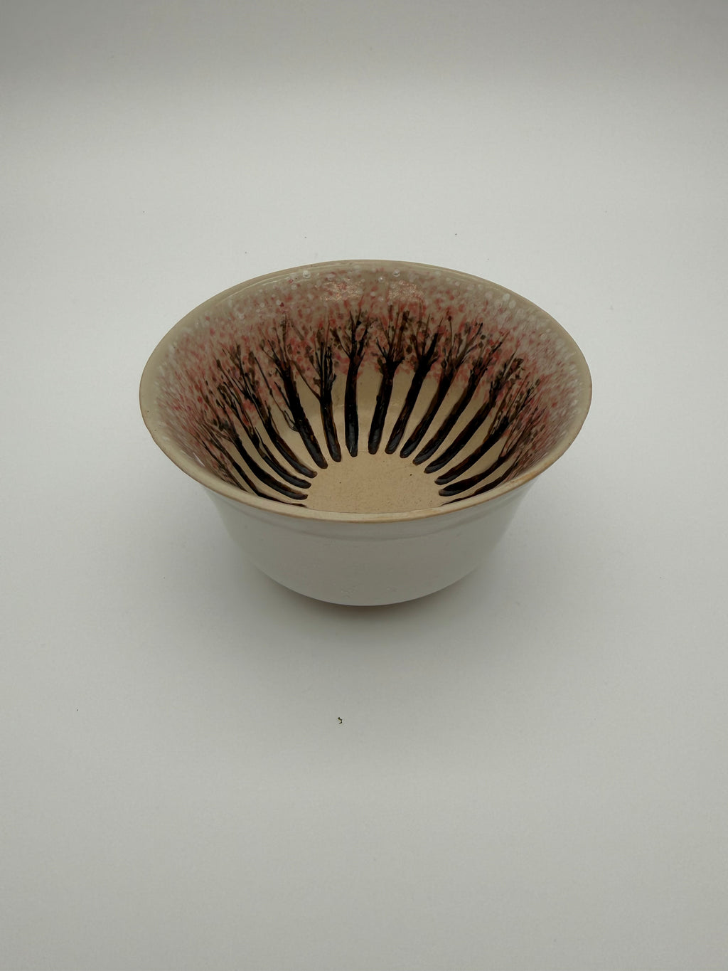 Bowl with hand painted cherry blossom design