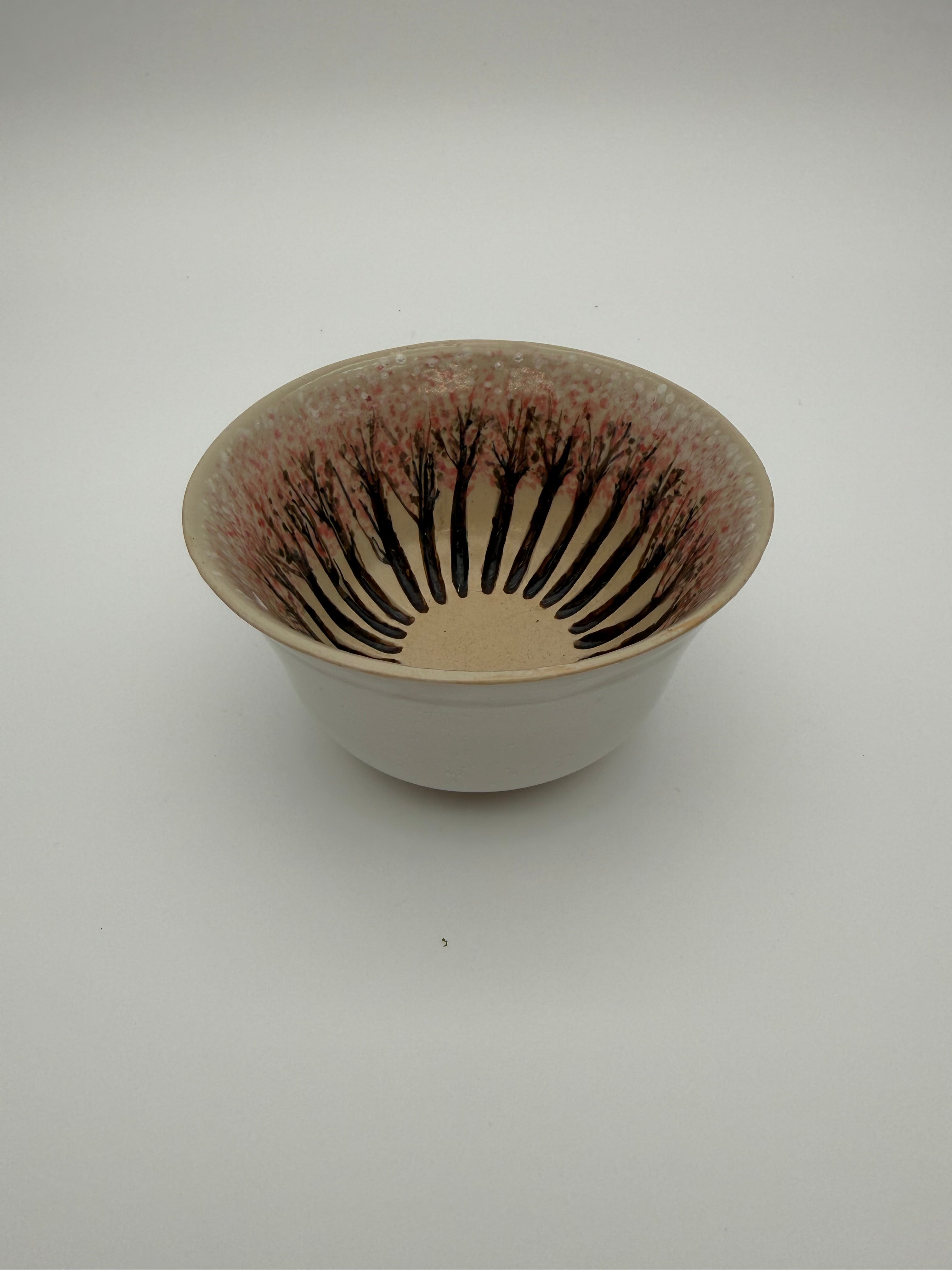 Bowl with hand painted cherry blossom design