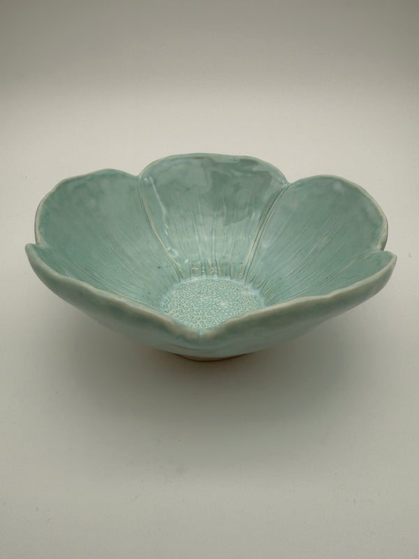 Bowl, petal design, in pale green glaze