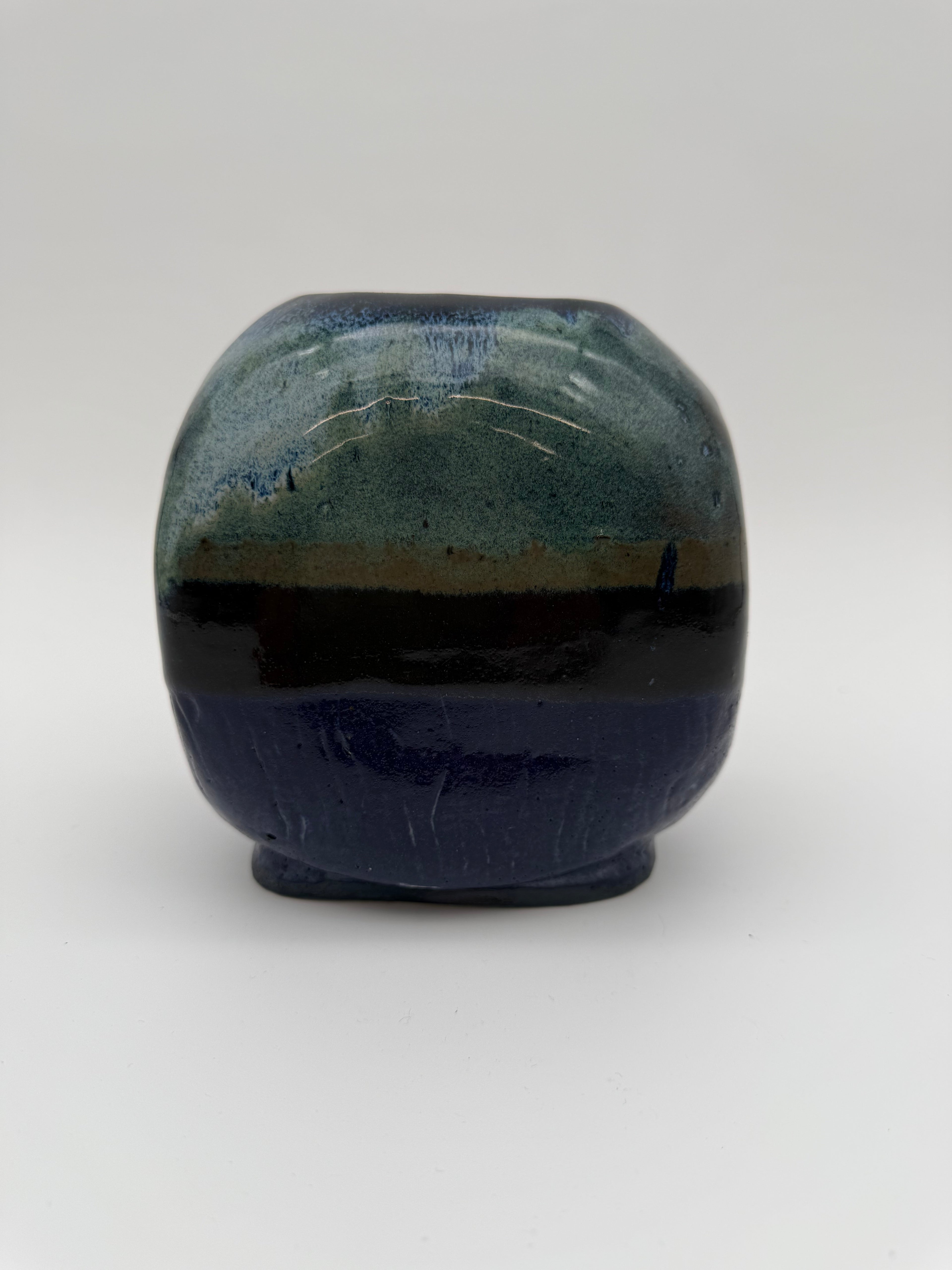 Reactive blue glazed vase