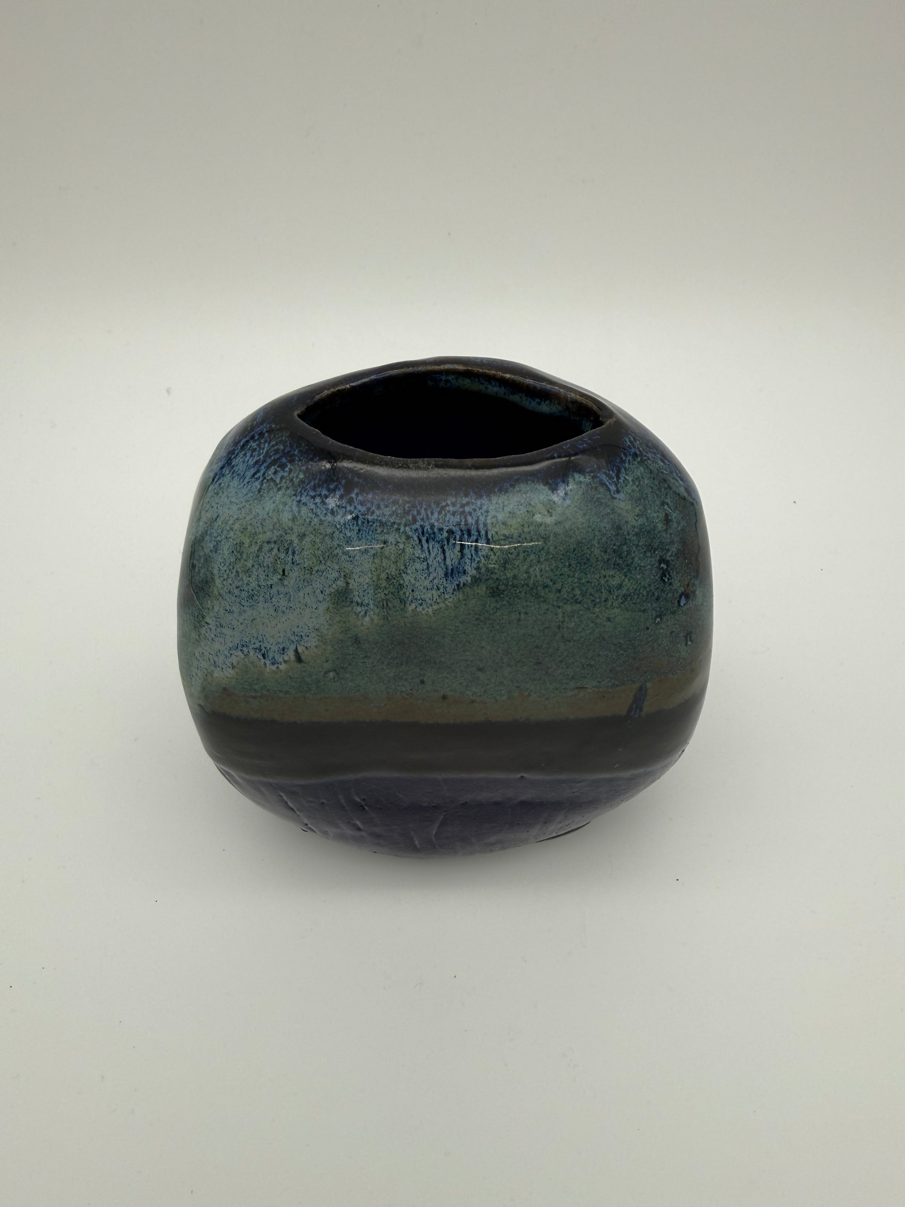 Reactive blue glazed vase