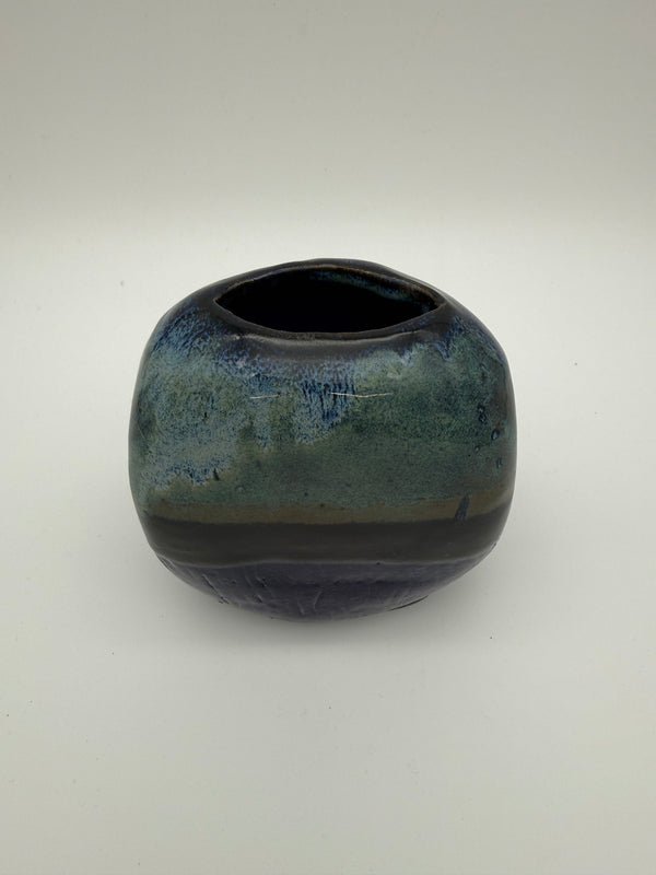 Reactive blue glazed vase
