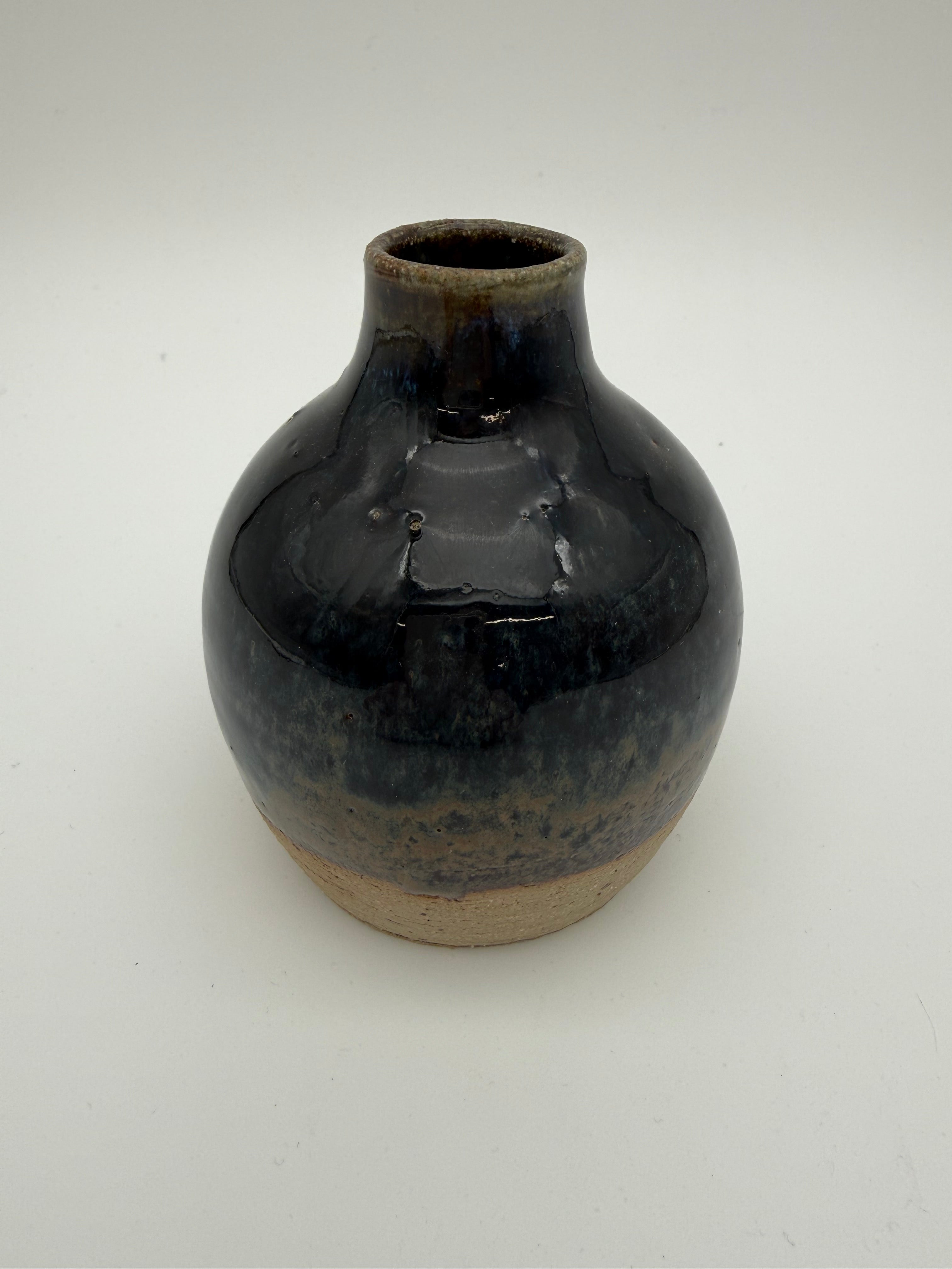 Reactive blue glaze bud vase