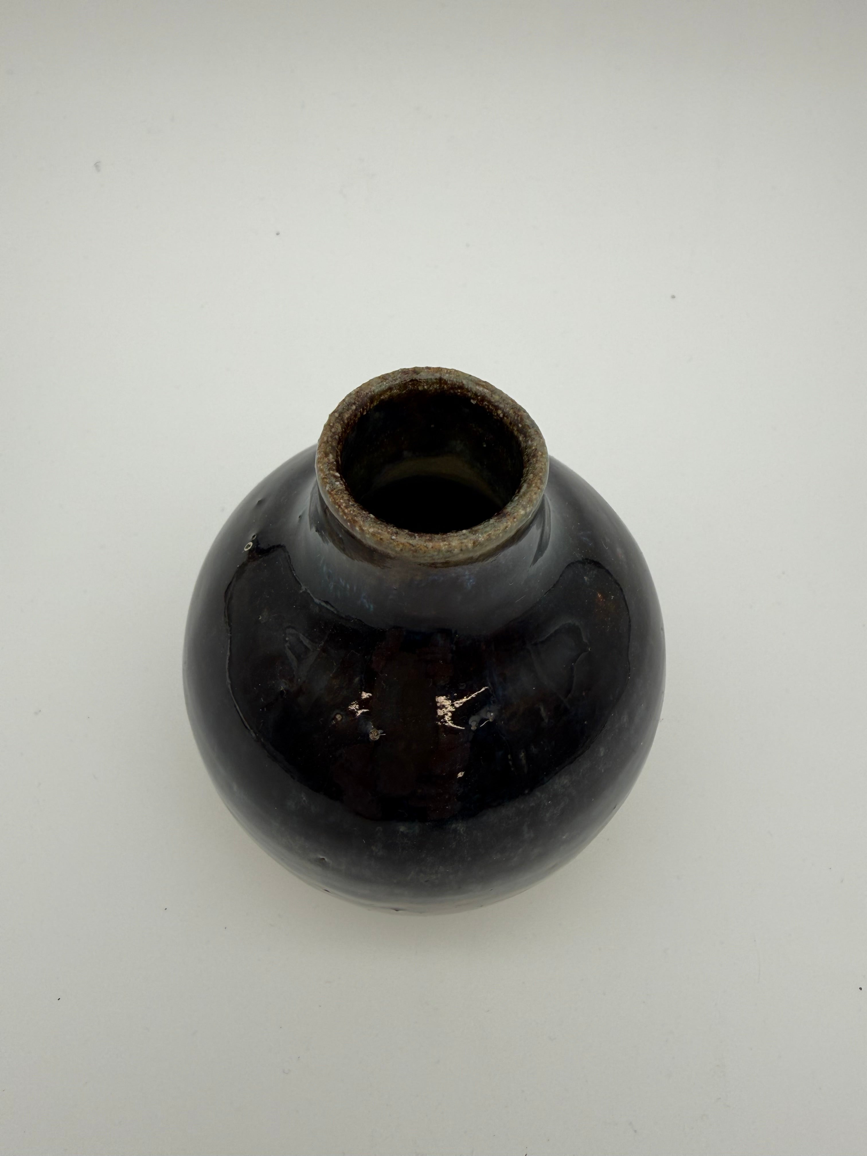 Reactive blue glaze bud vase